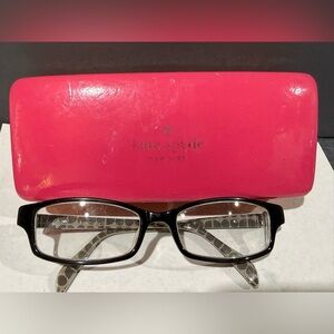 Kate Spade Black Eyeglasses with Bold Pink and Orange Case